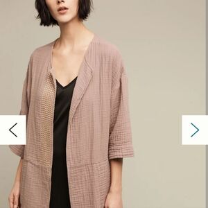 Saturday Sunday robe cardigan xs s beige gold grommets pockets comfy dinner